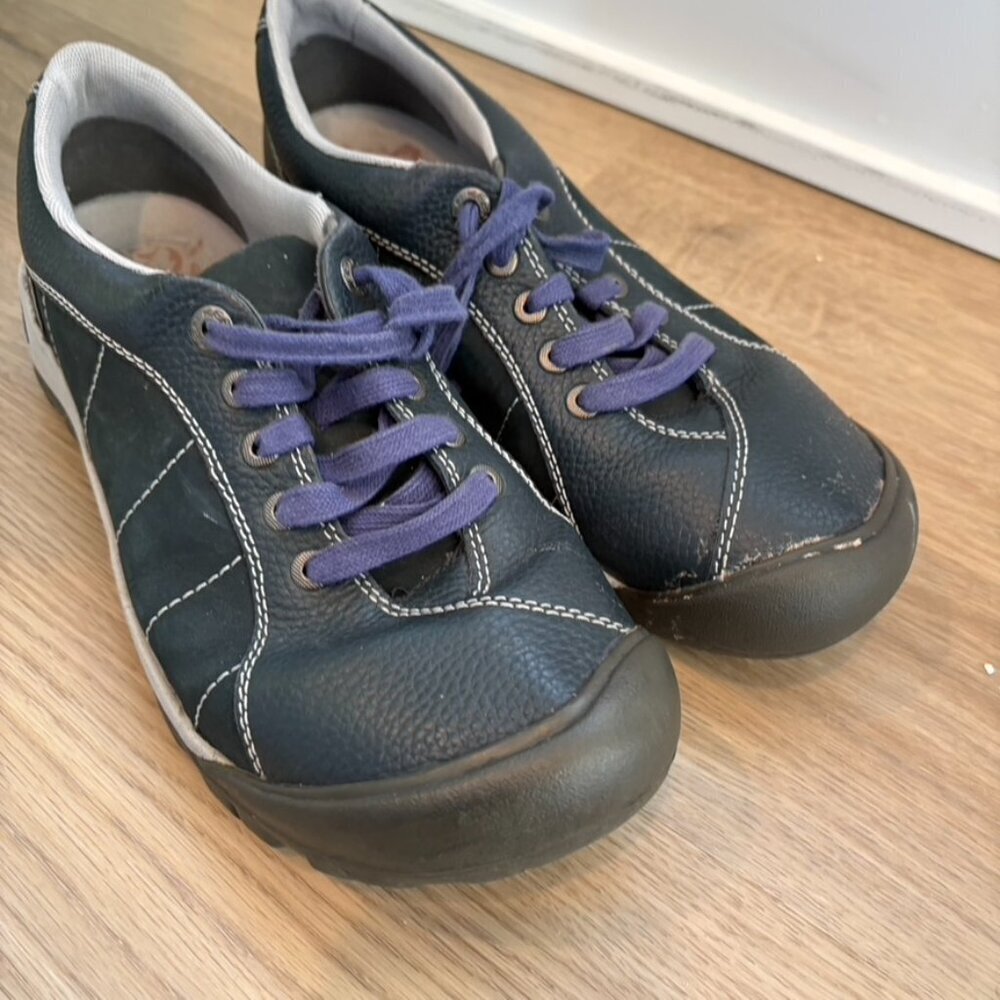Keen Presidio Women’s Lace Up Hiking Shoes rubber toe blue leather 9.5 - Picture 2 of 9